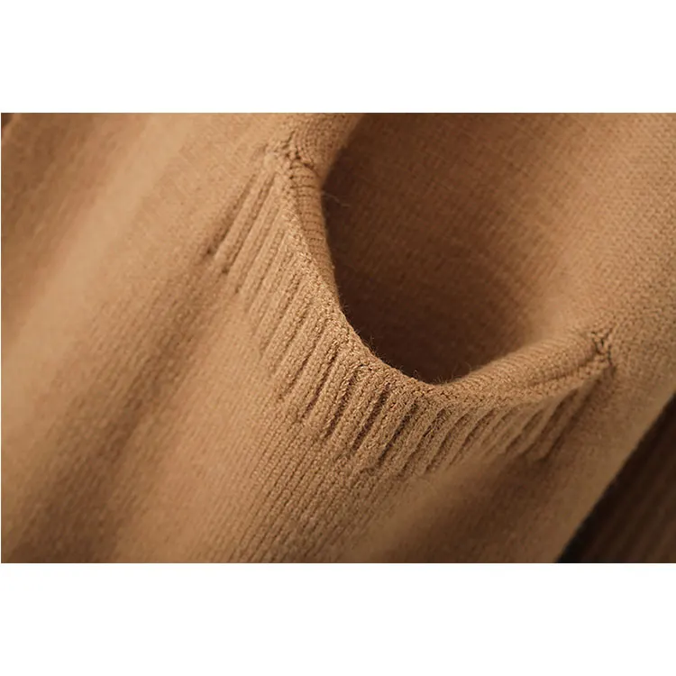 Solid color korea long cashmere cardigan sweaters knitted coat with pockets