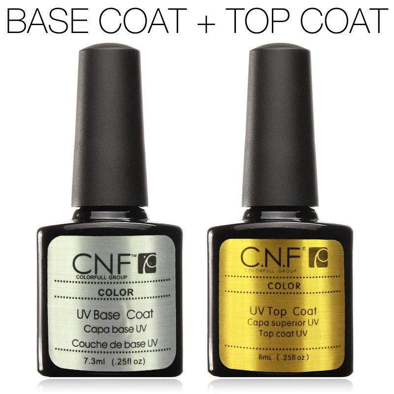 CNF 2pcs lot base coat top coat soak off gel nail polish UV nail gel polish