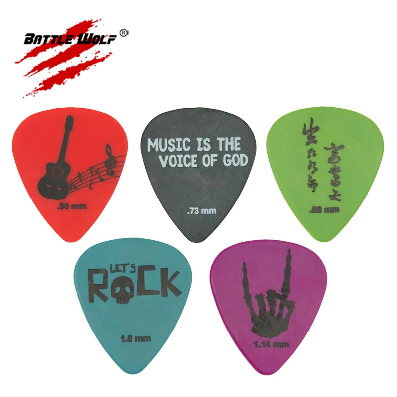 10pcs Different Designs 0.50mm-1.14mm Celluloid and Acetal Material Picks Guitar Custom With a Pick Holder