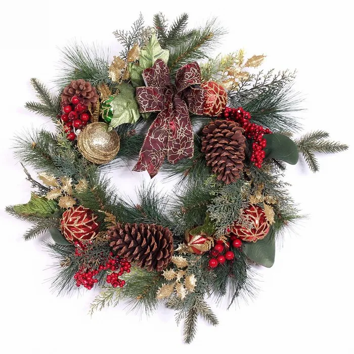 Искусственные зеленые рождественские венки pinecone