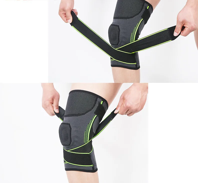 FBA Service Low MOQ Nylon Sports Compression Knee Brace Knee Protector Support Sleeve Pad with Spring Stay and Silicon Pad