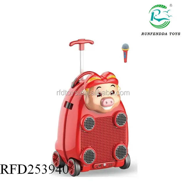 
New item plastic travel trolley suitcase with music rc kids luggage toy 