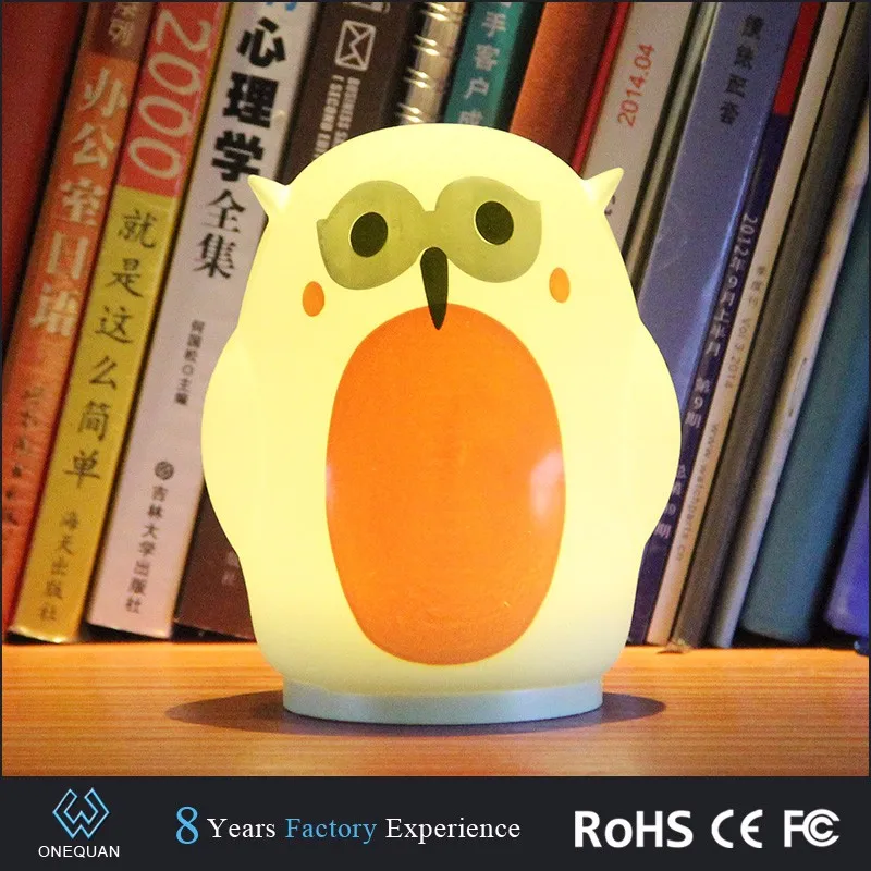 LED Silicone Touch Color Changing Cute Owl Lamps for Kids Bedroom