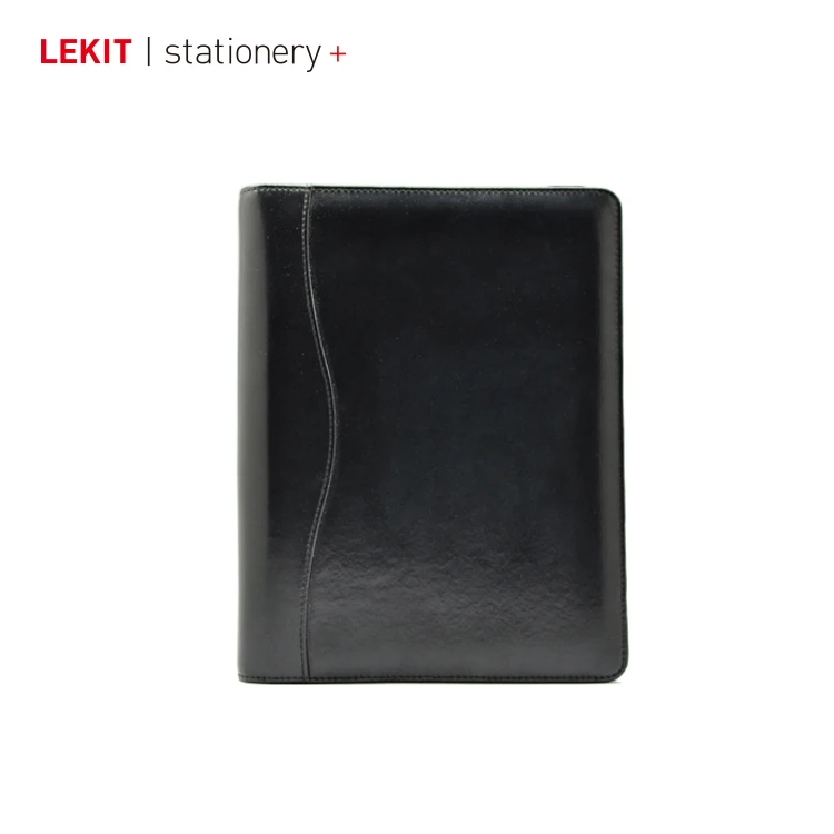 a4 black leather ring binder portfolio with zipper leather bound portfolio