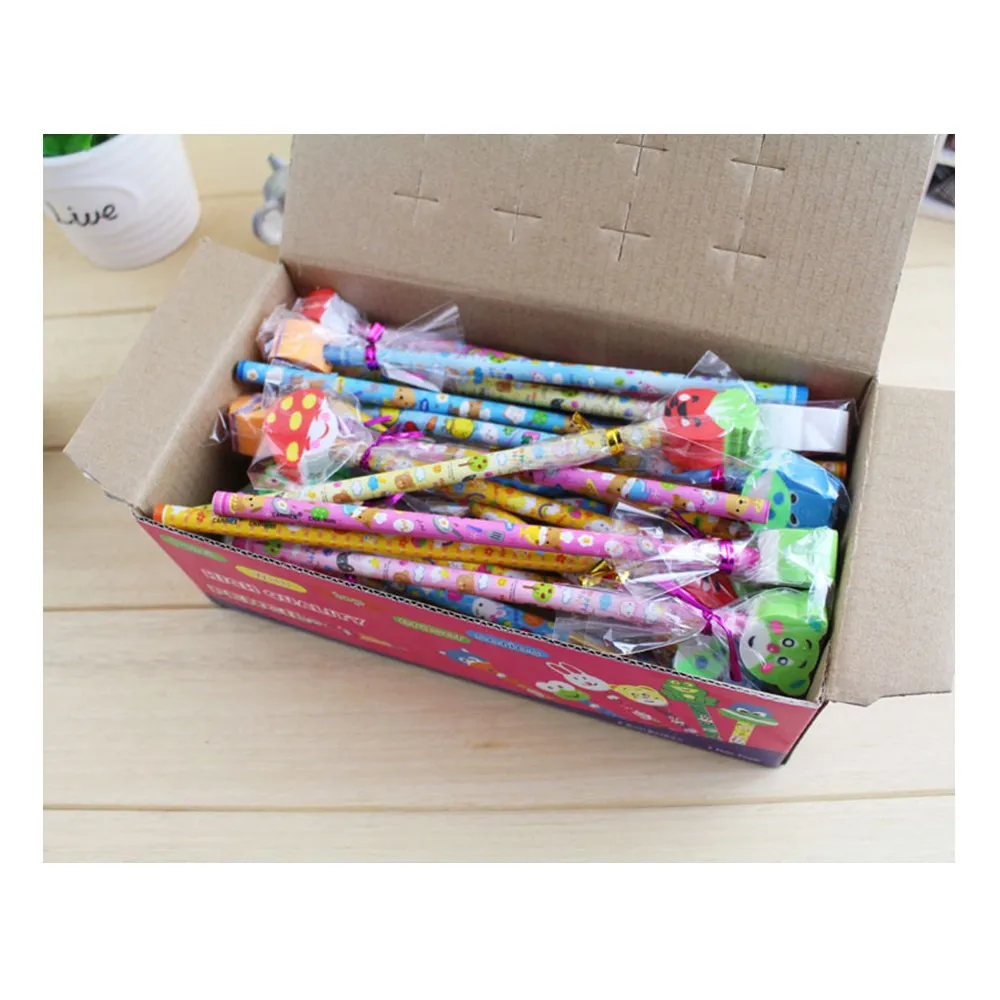 Korea stationery wooden pencil cute pencil with eraser