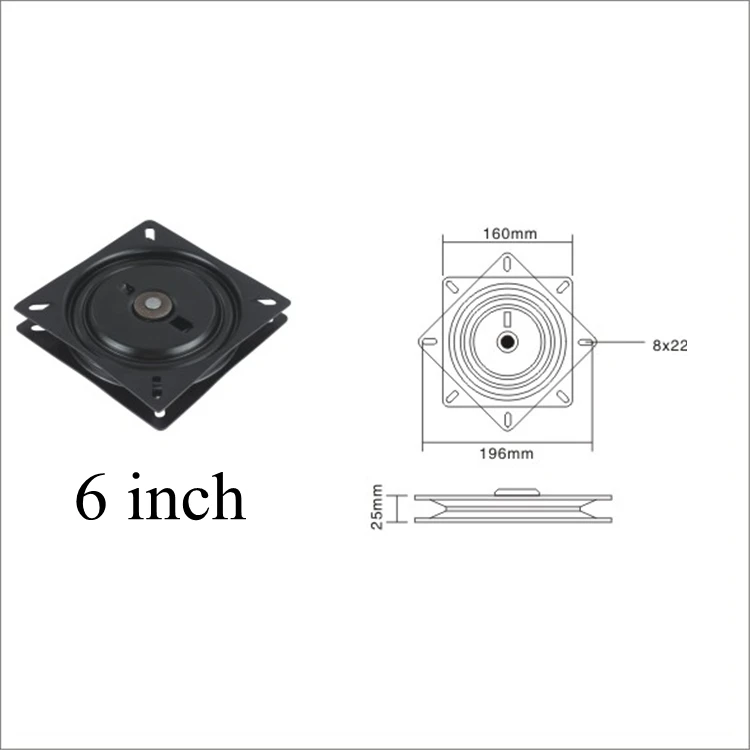 Manufacturer Supply 6 Inch 160mm 2.3 Thickness Black Half Of Ball Auto Swivel Turntable / Memory Return Swivel Plate