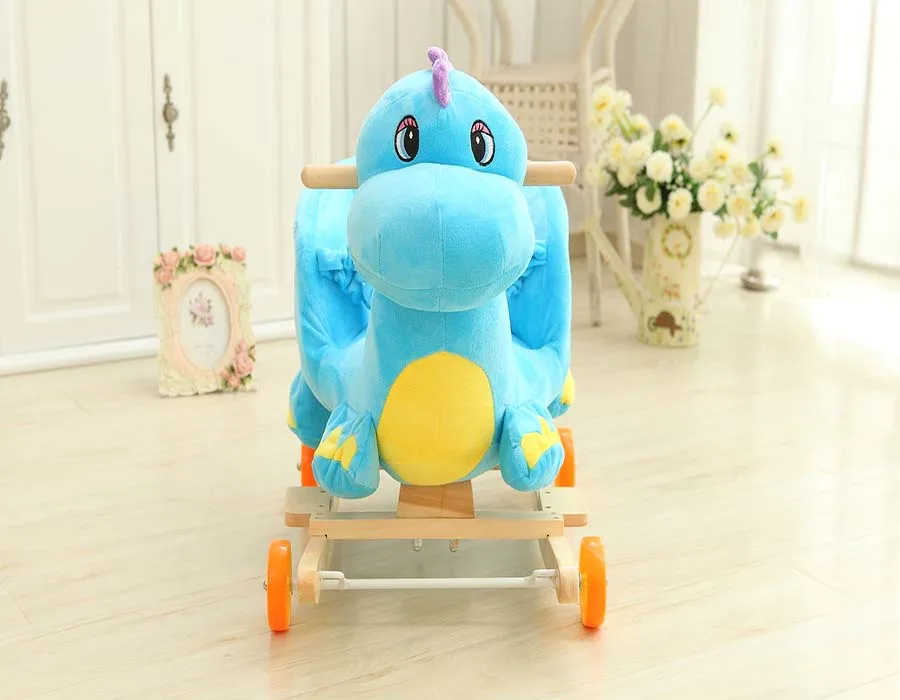 OEM/ODM Индивидуальные синие мягкие музыкальные плюшевые динозавры детские кресла-качалки игрушки с настоящей лошадью и золотым звуком