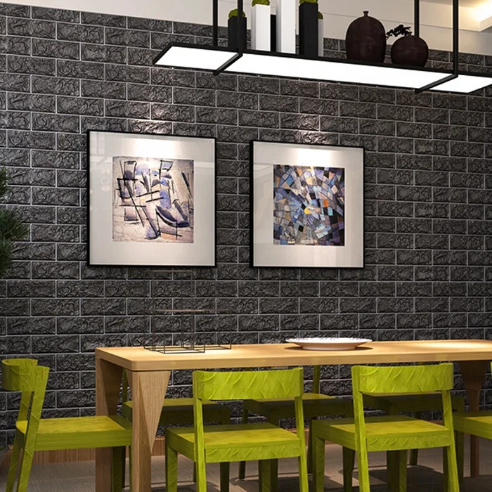 
China low price washable 3d foam brick texture PVC wall paper sticker 