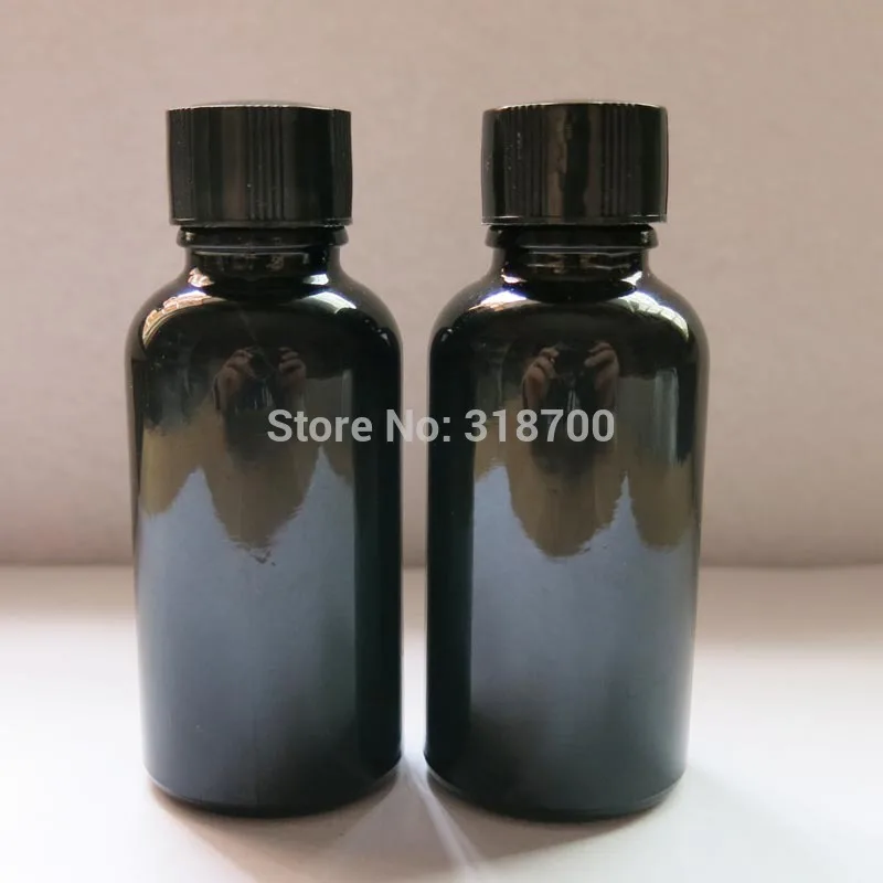 200 lot 30ml Painted Black Empty Nail polish Bottle 1 oz Brush Cap Top Glass Bottles