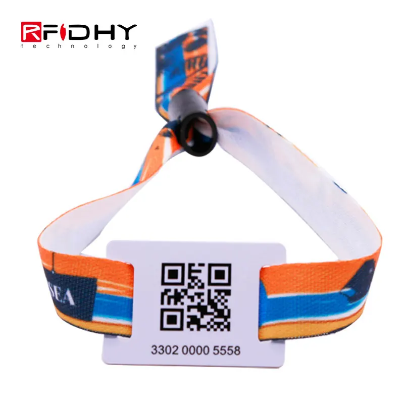 Snap Lock Writable Passive RFID Woven Wristband