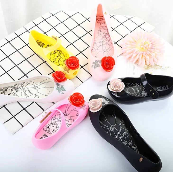 
Mom and girls rose pvc jelly shoes 