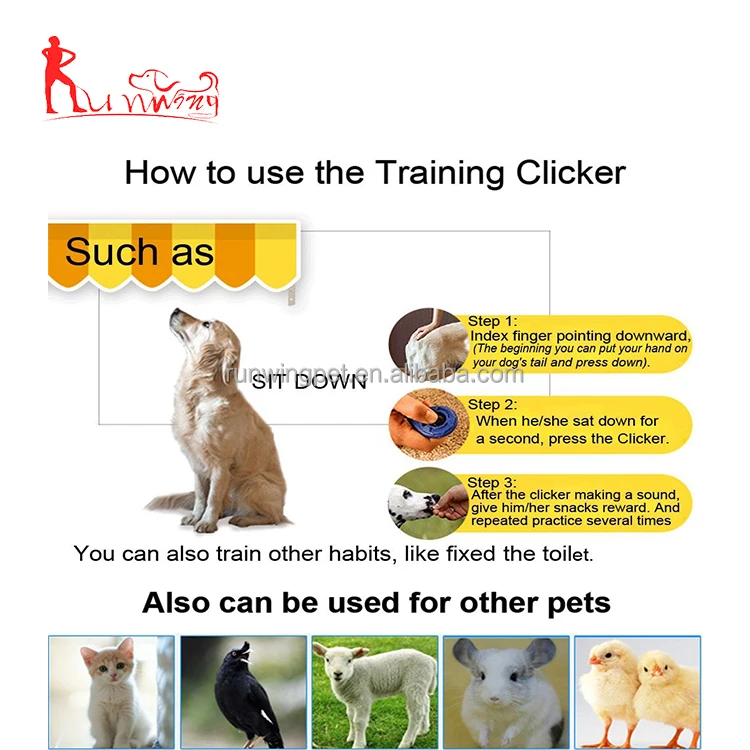 Amazon hot selling pet supplies cute design dog training clicker with paws pattern