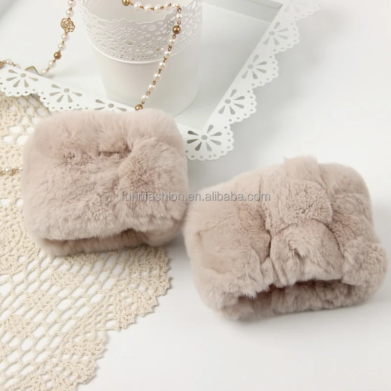 
Wholesale New Design Real Colorful Rex Rabbit Scraps Fur Cuffs for Women Coat&Parka&Jacket Wrist Warm 