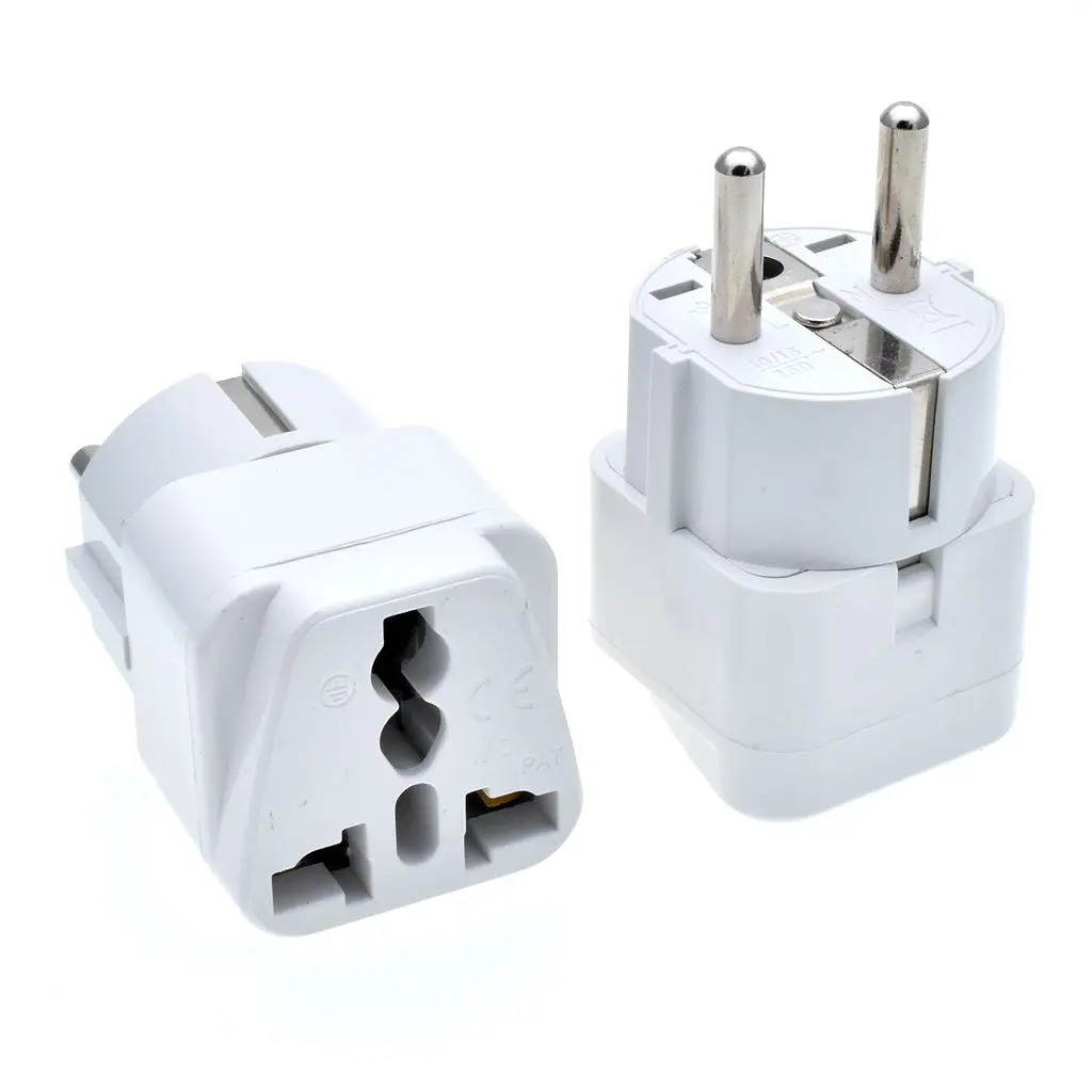 Schuko, Germany France Travel Power Adapter, Grounded European Plug - Type E/F Outlet, Adaptor for USA to Europe EU Socket