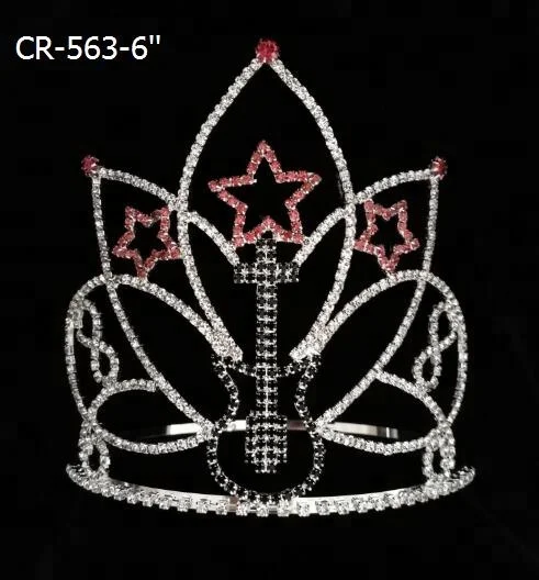 Music Theme Rhinestone Star Pageant Crown