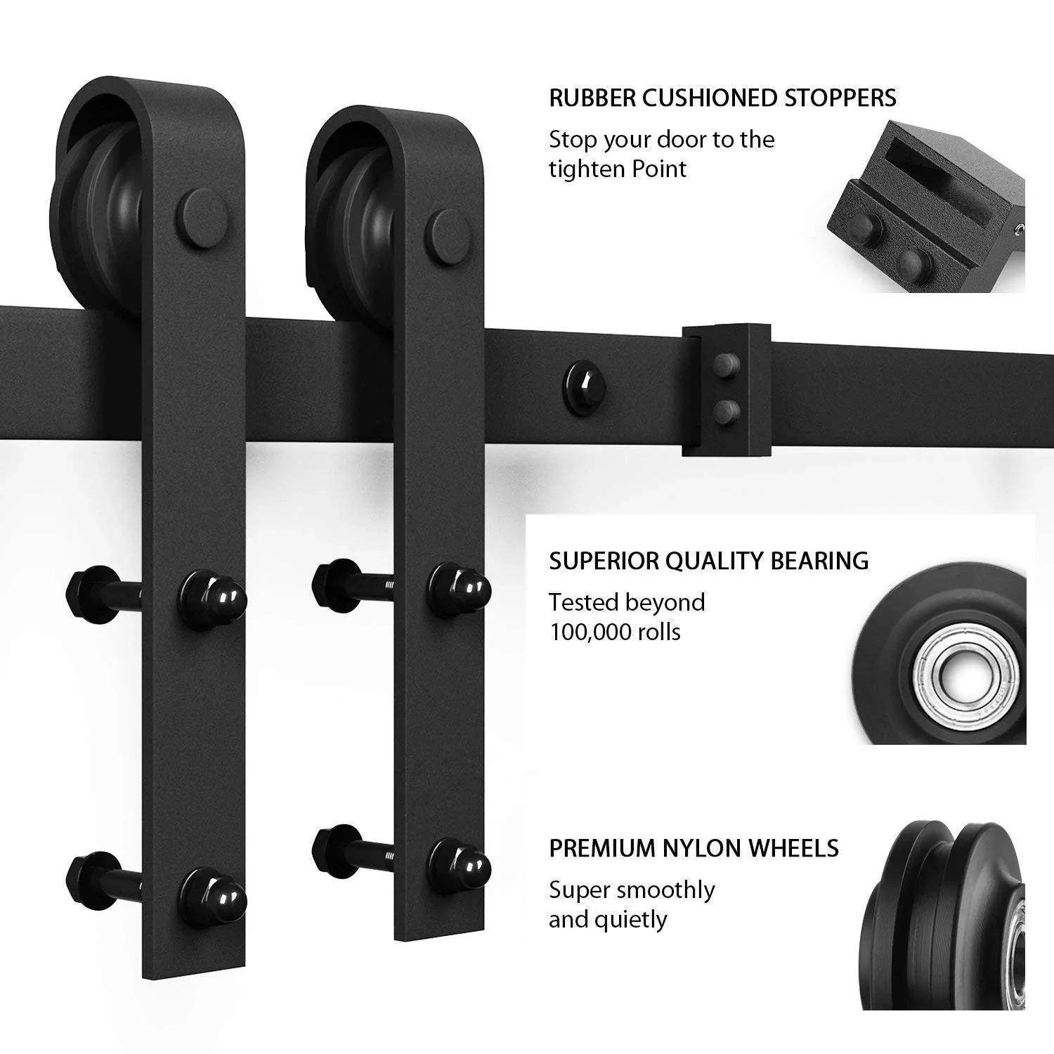 America style wooden sliding barn door hardware / Black carbon steel Sliding Barn Door Hardware