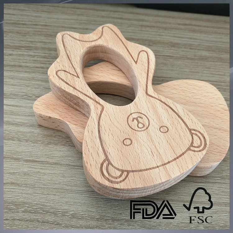 Деревянный Прорезыватель для зубов в виде медведя