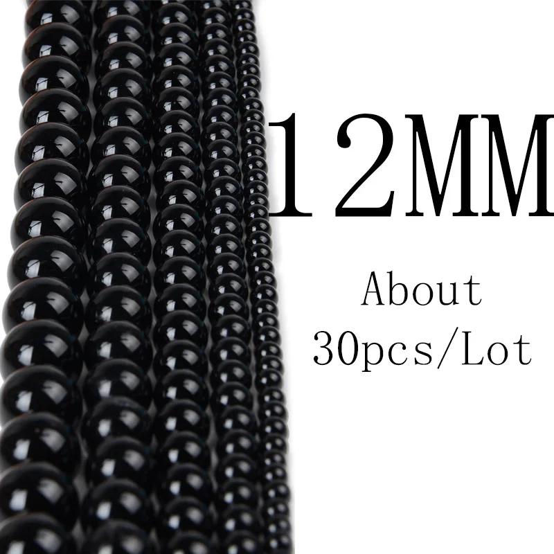 Wholesale Nature Stone Beads Black Onyx Agate Semi-precious Loose DIY Beads for Necklace Bracelets Jewelry Making 4/6/8/10/12mm