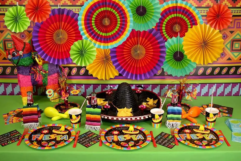 
colorful Paper Fans fiesta/Cinco De Mayo /Carnival/ Rainbow Color Kids Party Hanging Decoration Supplies For party&Events 