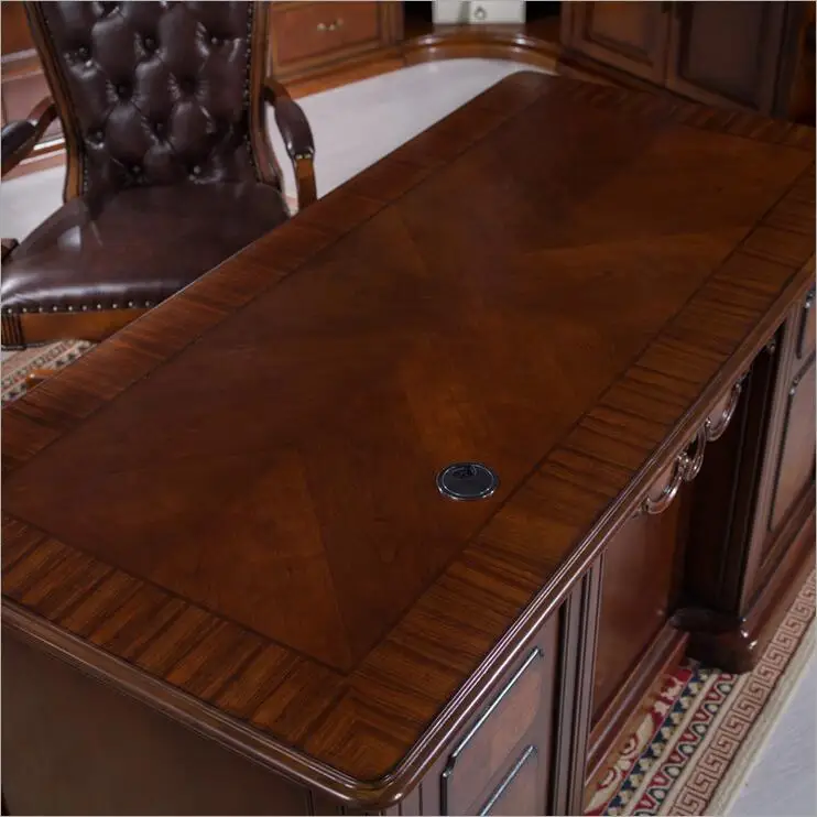 Роскошный офисный стол в французском стиле с барокетом, Европейский классический письменный стол с резьбой по дереву, ретро мебель для дома и офиса p10275