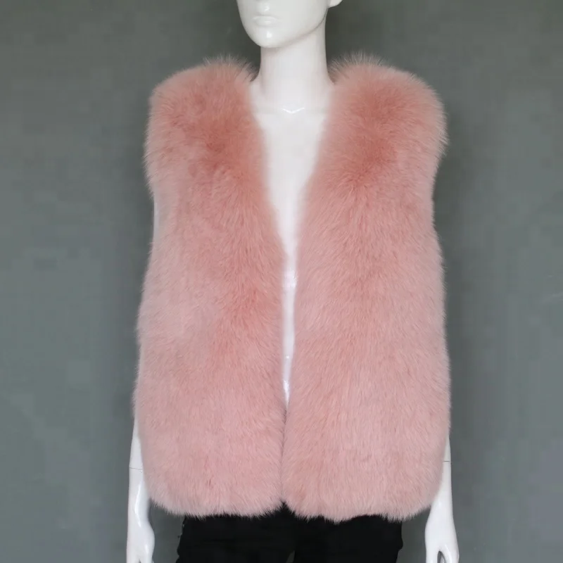 Thick fox fur lady girl vests cheap price real fur waistcoat women sleeveless fur coats
