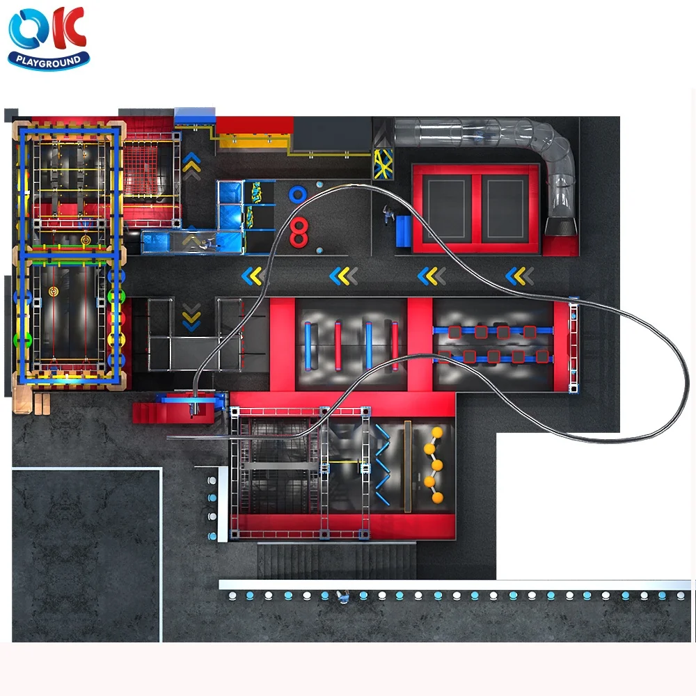 OK Playground Sport Games Equipment Ropes Ninja Course Indoor Playground for Kids