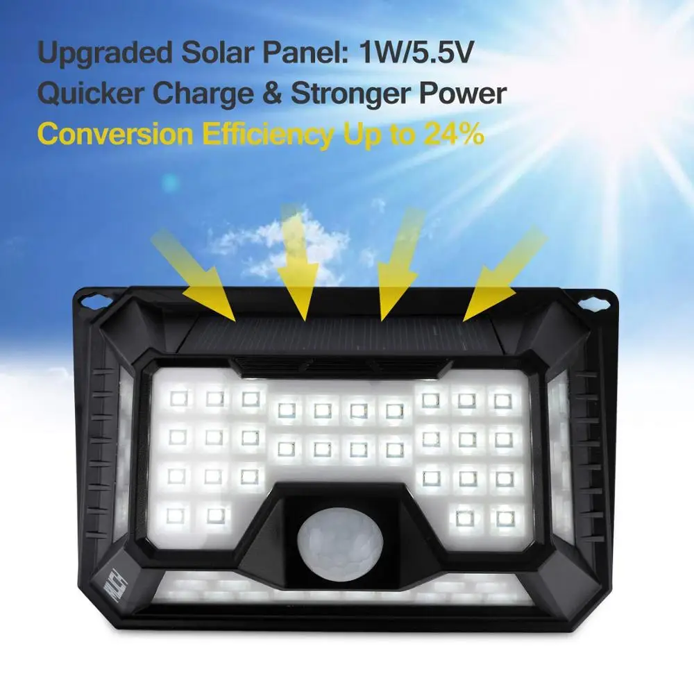
6W 500LM IP65 Waterproof Security Outdoor Wall Garden Lamp Solar Led Sensor Light 
