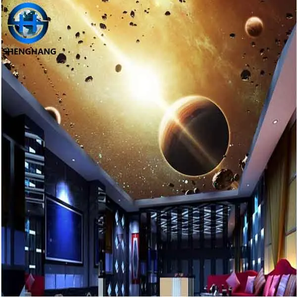 
Hot product 3d wallpaper hotel false ceiling good decor roof mural ceiling wallpaper design 