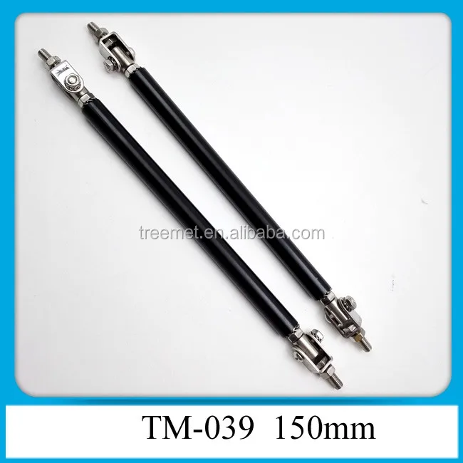 Adjustable Bumper Splitter Lip Spoiler Strut Support Rod Tie Bar BLACK