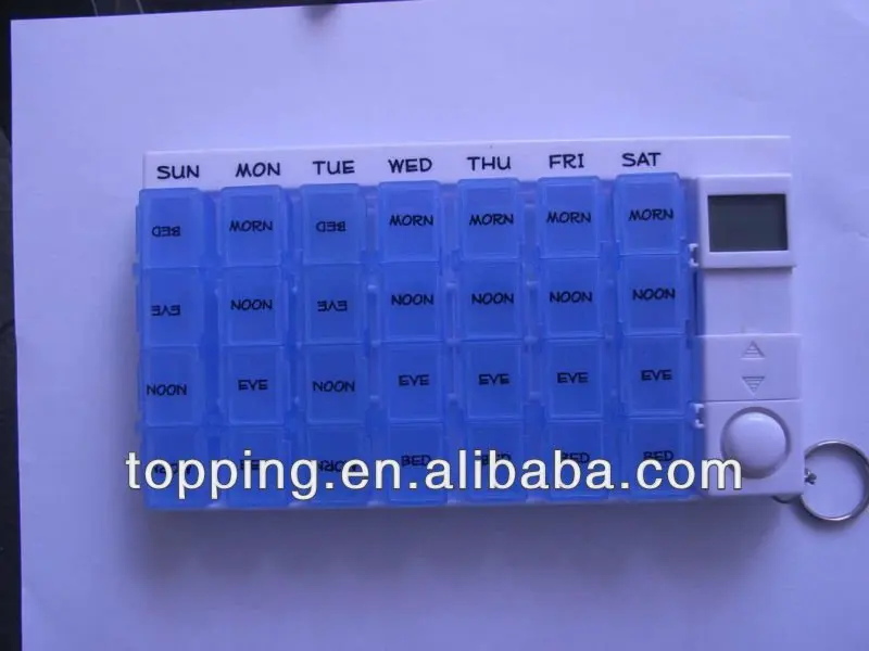 colorful weekly pill reminder with 7 days 28 cmpartments dispenser