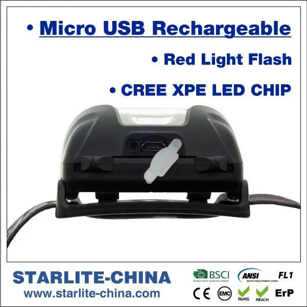 Rechargeable 30 hours worktime IPX4 waterproof 160 lumens micro-usb charging led headtorch