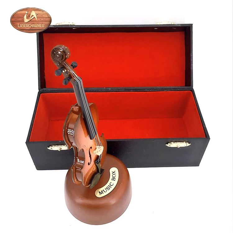 Lasercharmer Violin Music With Rotating Musical Base Instrument Miniature Creative Art ware Gift
