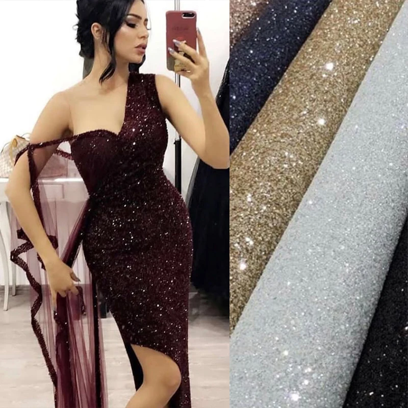 Роскошная фуксия блестящая кружевная ткань с блестками для вечернего платья на день рождения материалы элегантное белое свадебное платье блестящая приклеенная Тюлевая сетка