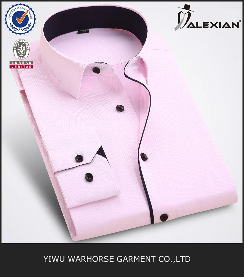 2021 Get Free Sample Contrast Color Collar and Cuff  Solid Custom Slim Fit Dress Shirt for Men