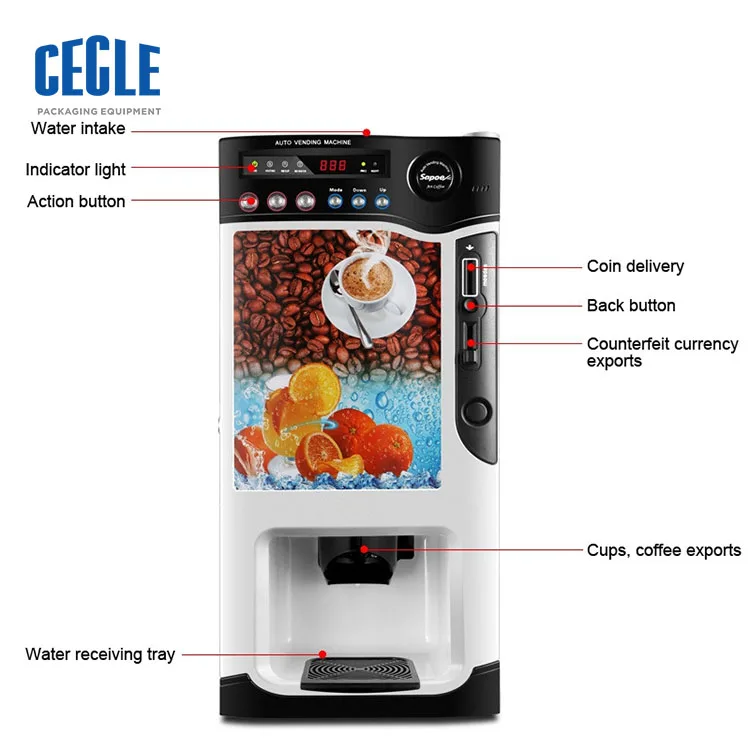 coin operated tea cup dispenser for coffee vending machine coffee and drinks vending cold and hot premix instant coffee