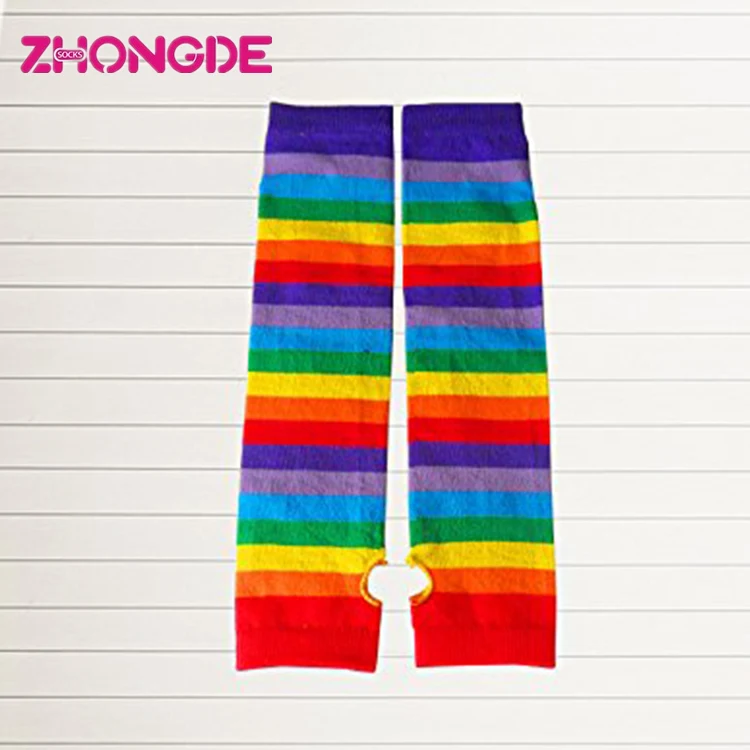 Custom Rainbow Stripe Fingerless Gloves Arm Warmer