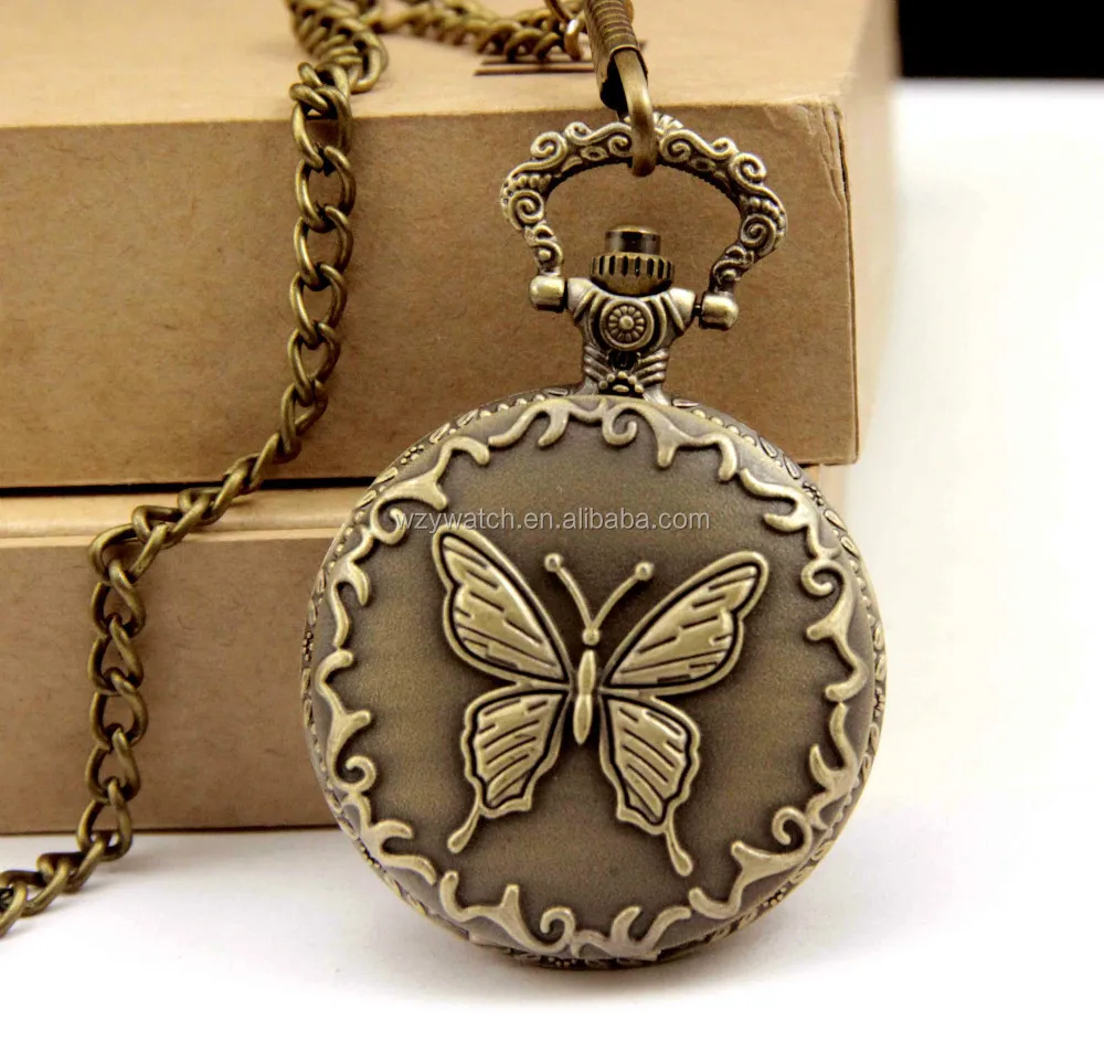 Antique Pocket Watch Butterfly pendant for women Factory direct sales