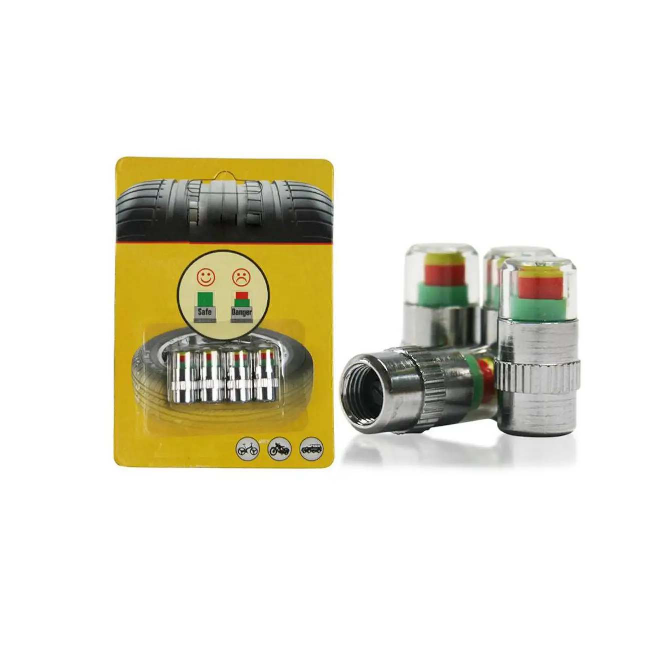 
4Pcs Car Auto Tire Pressure Omron Blood Pressure Monitor Gage Alert Sensor Indicator Valve Caps 