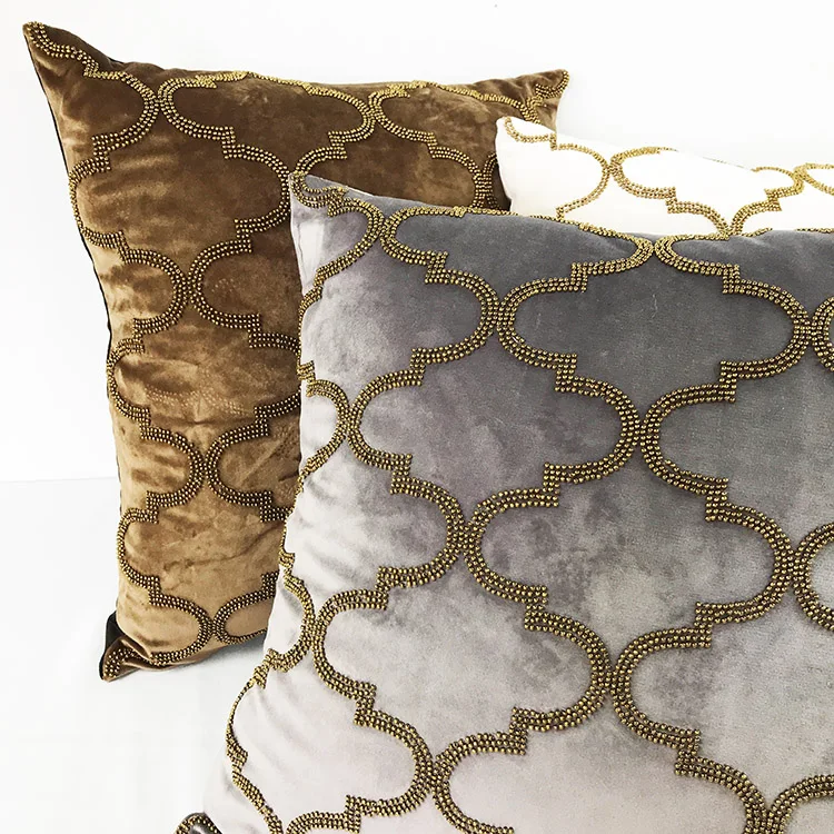 High Quality European Style Luxury Sofa Home Decorative Elegant Throw Velvet Sequin Cushion Cover
