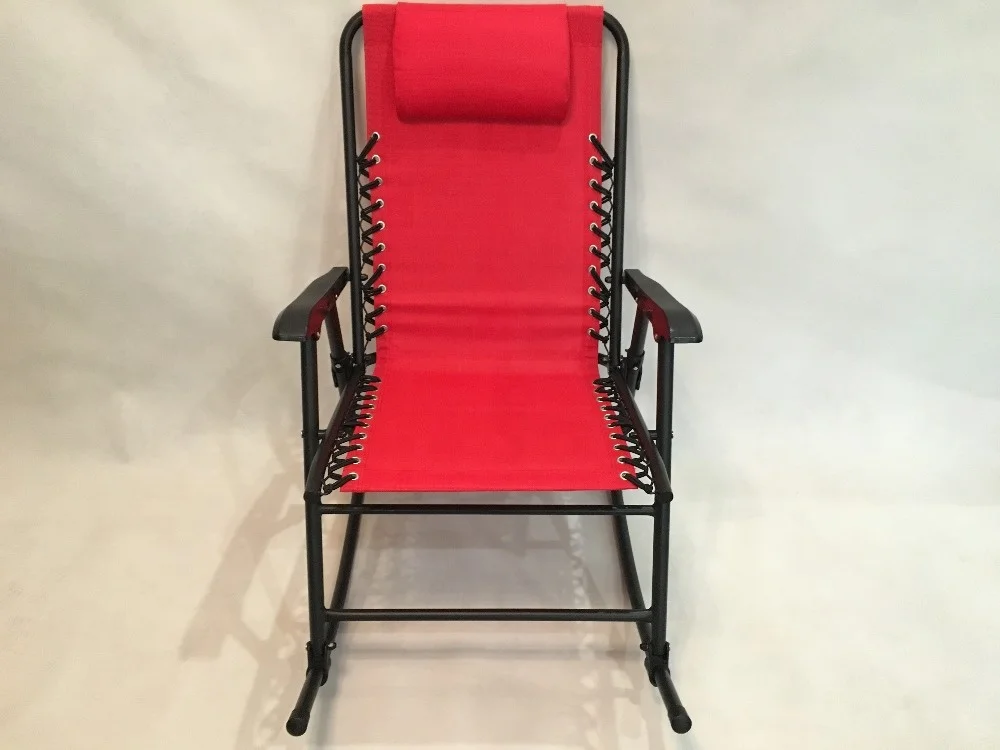 Metal Iron Folding Rocking Chair Foldable Rocker with pillow Outdoor Patio Furniture