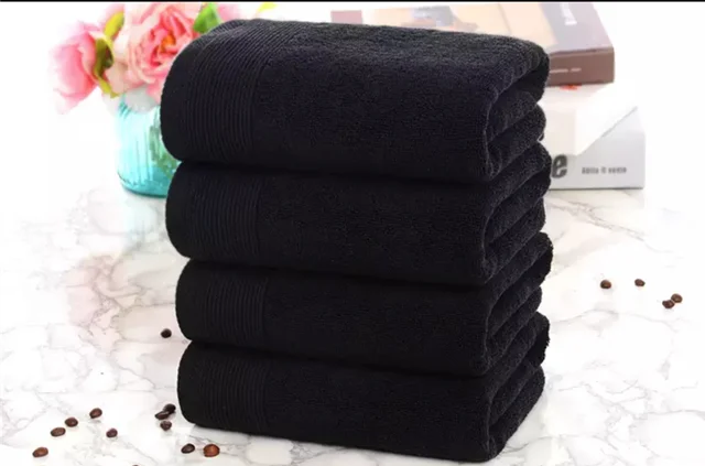 100% cotton customized size black soft china factory wholesale bath towel in any size with embroidery logo
