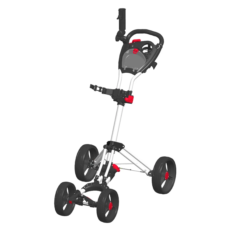 Hot Sale 4-Wheel Aluminum Frame Folding Push Golf Cart Trolley