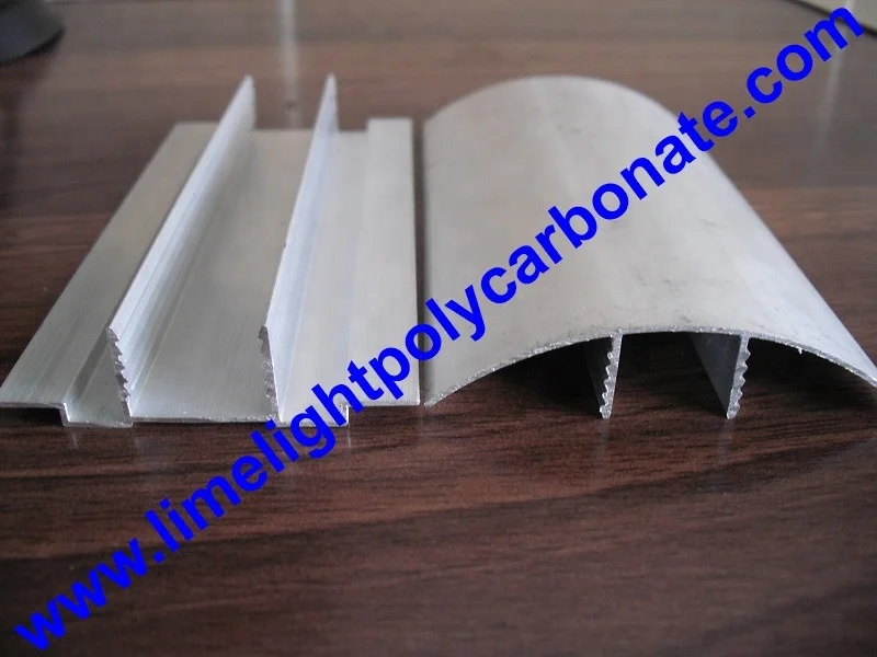 aluminium cap and base profile for greenhouse and polycarbonate roofing sheets