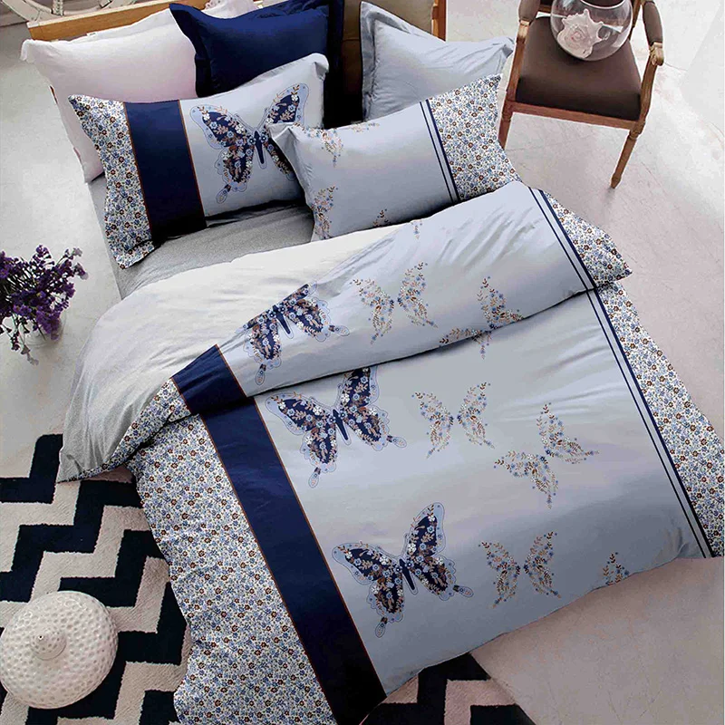 Printed soft down alternative comforter dark green duvet cover bedding set made in india