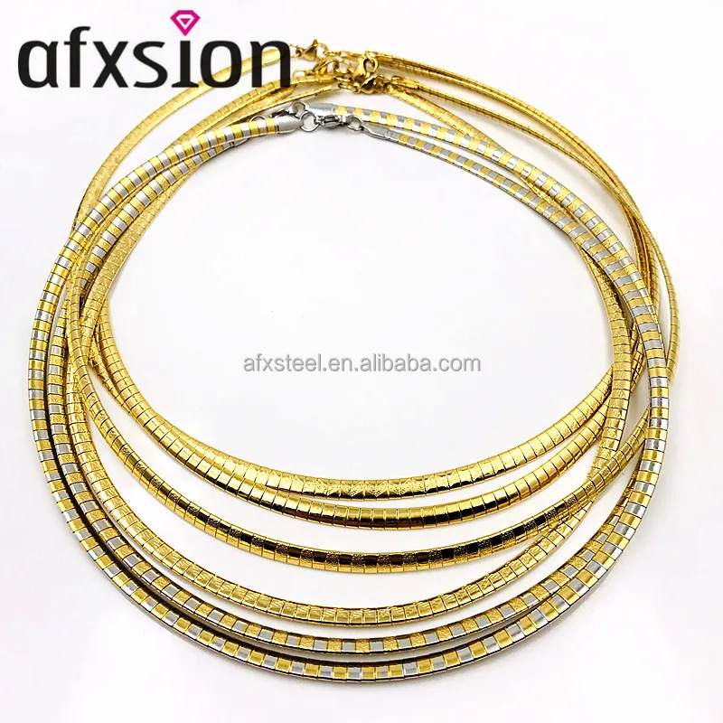 AFXSION Fashion Korean girl 4mm flat snake chain, gold plated stainless steel necklace necklace wholesale