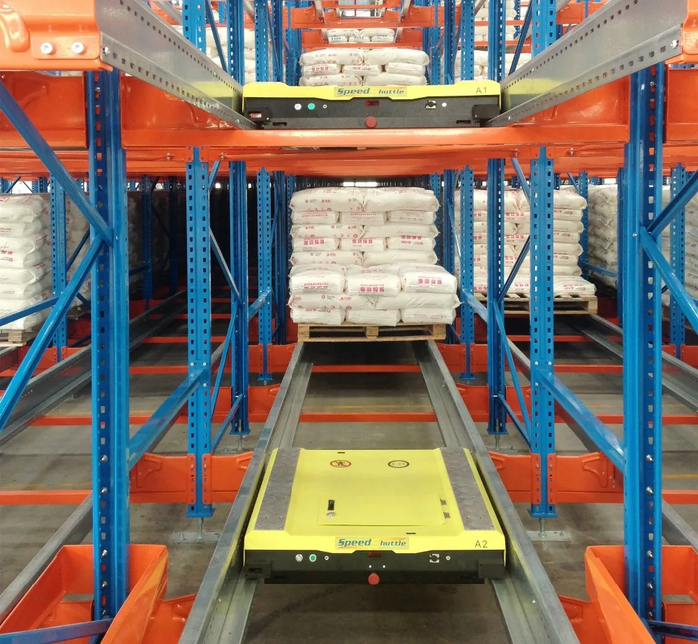 Warehouse freezer racking radio shuttle FIFO Drive-through rack