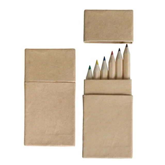 6 Half Size Coloured Pencils In Recycled Cardboard Box with Lid