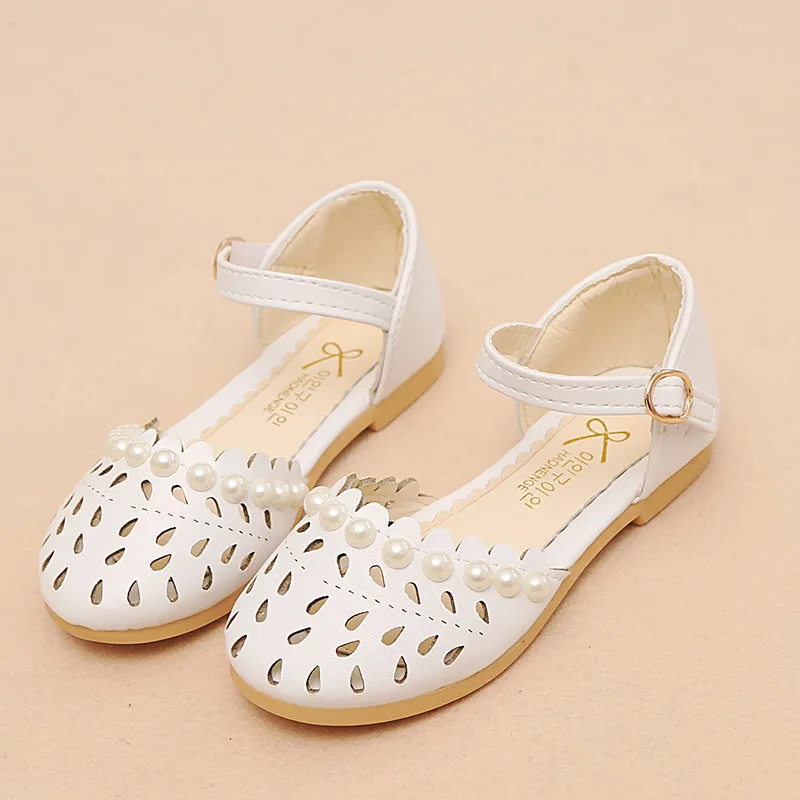 New design fashion style soft sole children pearl princess sandals