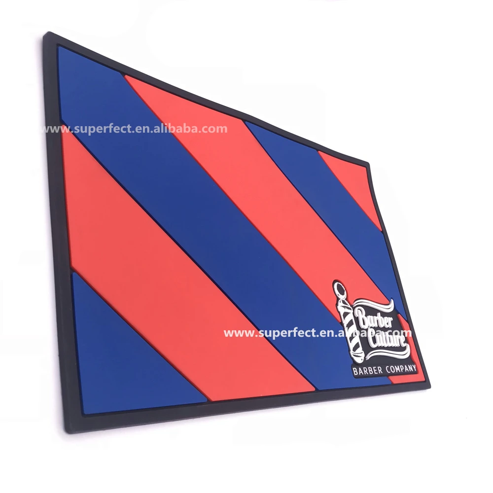 Custom logo Heavy-Duty counter table pvc Rubber barber station shop tools mat
