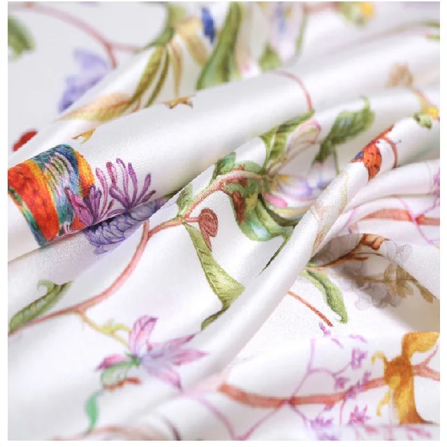 
100% digital print stretch silk charmeuse fabric For Dress and Blouse 